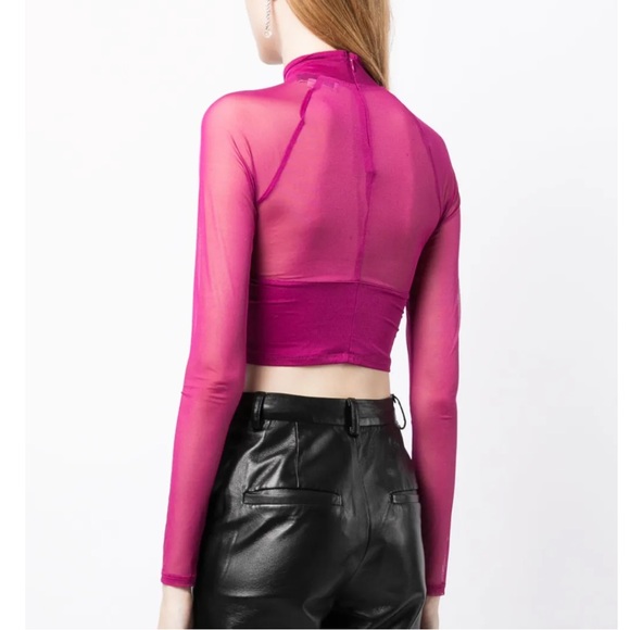NWOT Fleur du Mal Fuchsia Sheer Crop Top - Picture 7 of 14